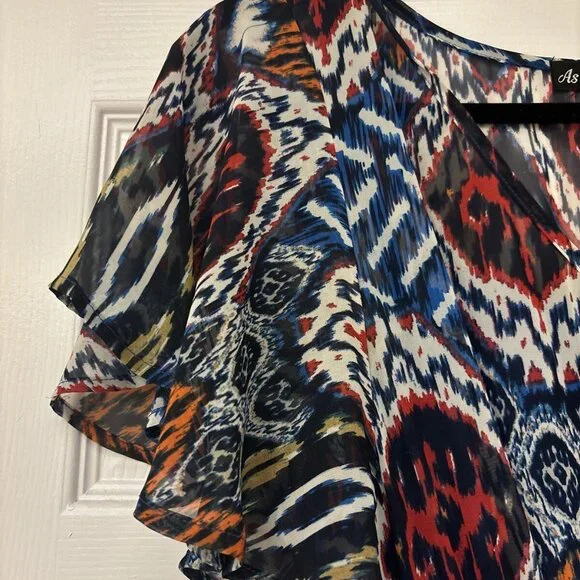 As You Wish Baby Doll Dress Womens MediumV-neck Knee Length Light Weight Boho - Picture 3 of 8